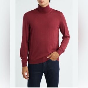 Nordstrom 100% Merino Wool Mock Neck Sweater Burgundy Men’s L